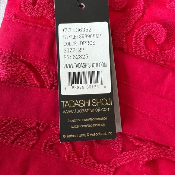 Tadashi Shoji Red Floral Lace Scalloped V Neck Formal Mini Dress Size 2P NWT - Picture 6 of 11